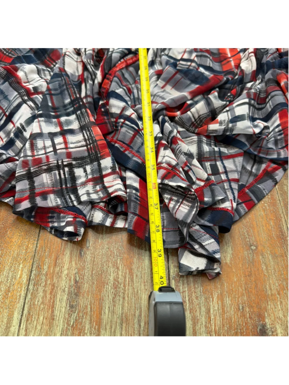 TOV Holy The Damsel's Plaid Tiered Maxi Skirt Blue Red Patchwork EU 38 US M